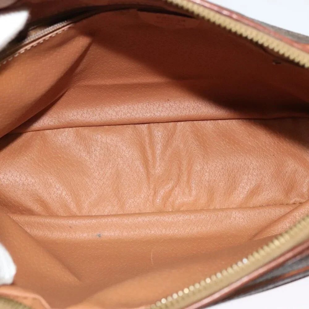 Authentic CELINE Macadam Canvas Shoulder Bag PVC Leather Brown Gold - Picture 2 of 16